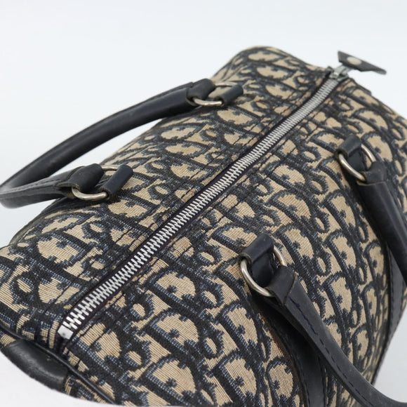 Christian Dior Trotter Canvas Boston Bag Navy Silver Auth 190784