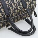 Christian Dior Trotter Canvas Boston Bag Navy Silver Auth 190784-8