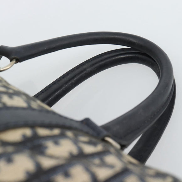 Christian Dior Trotter Canvas Boston Bag Navy Silver Auth 190784