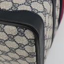 GUCCI GG Supreme Sherry Line Boston Bag PVC Navy Gold Auth 190785A-11