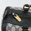 GUCCI GG Supreme Sherry Line Boston Bag PVC Navy Gold Auth 190785A-14