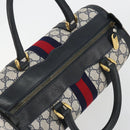 GUCCI GG Supreme Sherry Line Boston Bag PVC Navy Gold Auth 190785A-6