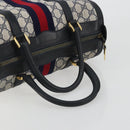 GUCCI GG Supreme Sherry Line Boston Bag PVC Navy Gold Auth 190785A-7