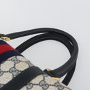 GUCCI GG Supreme Sherry Line Boston Bag PVC Navy Gold Auth 190785A-8