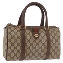 GUCCI GG Supreme Hand Bag PVC Beige Gold Auth 190786-1