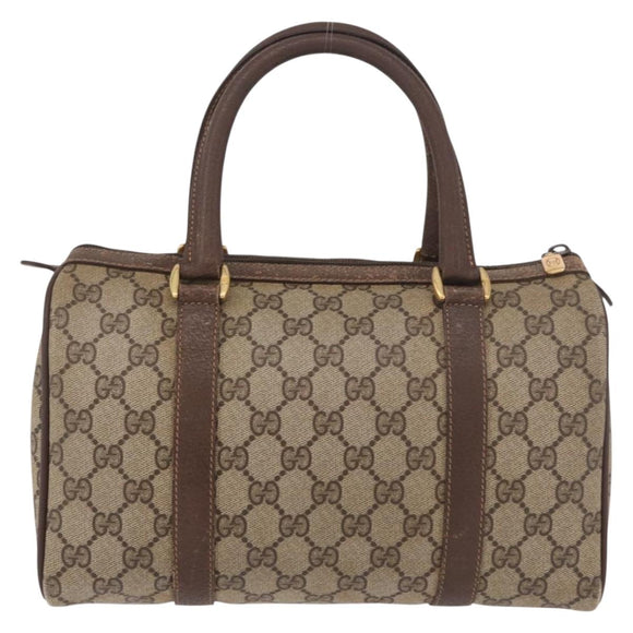 GUCCI GG Supreme Hand Bag PVC Beige Gold Auth 190786