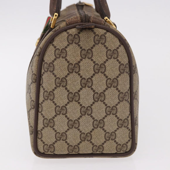 GUCCI GG Supreme Hand Bag PVC Beige Gold Auth 190786