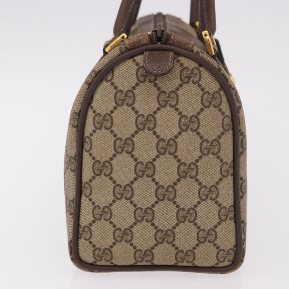 GUCCI GG Supreme Hand Bag PVC Beige Gold Auth 190786