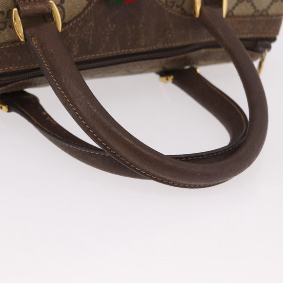 GUCCI GG Supreme Hand Bag PVC Beige Gold Auth 190786