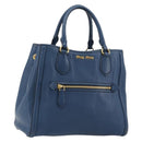 Miu Miu Hand Bag Leather Blue Gold Auth 190797-1