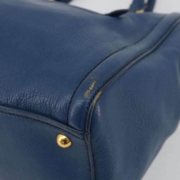 Miu Miu Hand Bag Leather Blue Gold Auth 190797