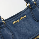 Miu Miu Hand Bag Leather Blue Gold Auth 190797-17