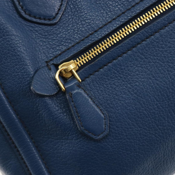 Miu Miu Hand Bag Leather Blue Gold Auth 190797