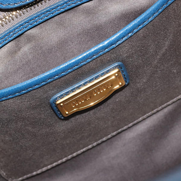 Miu Miu Hand Bag Leather Blue Gold Auth 190797