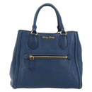 Miu Miu Hand Bag Leather Blue Gold Auth 190797-13