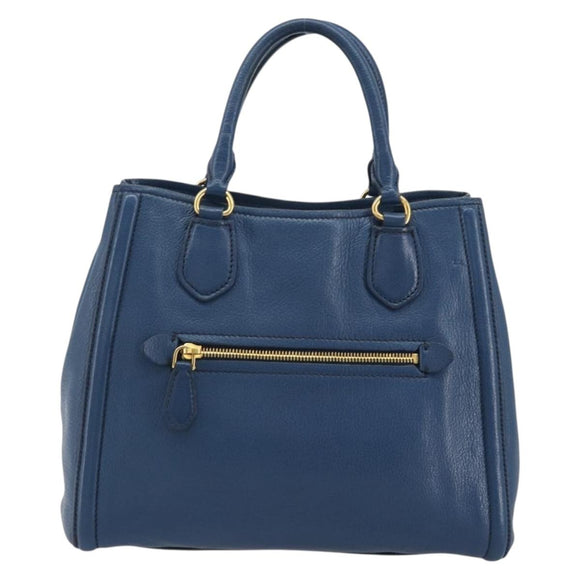 Miu Miu Hand Bag Leather Blue Gold Auth 190797