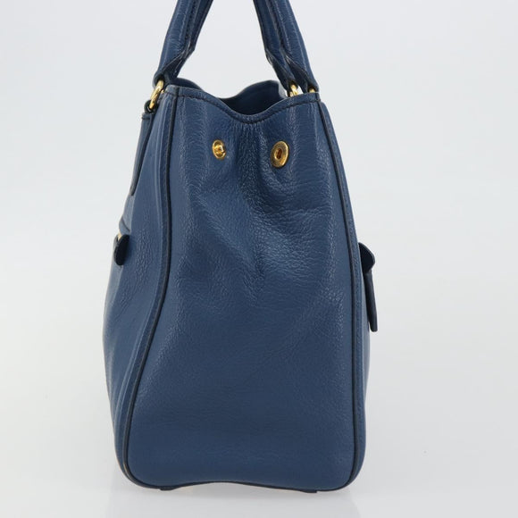 Miu Miu Hand Bag Leather Blue Gold Auth 190797