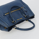 Miu Miu Hand Bag Leather Blue Gold Auth 190797-6