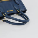 Miu Miu Hand Bag Leather Blue Gold Auth 190797-7