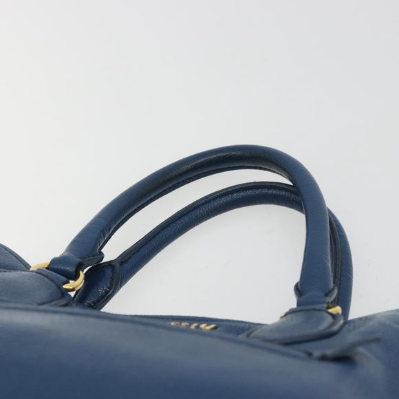 Miu Miu Hand Bag Leather Blue Gold Auth 190797