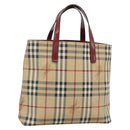 BURBERRY Nova Check Hand Bag PVC Beige Silver Auth 190798A-1