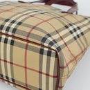 BURBERRY Nova Check Hand Bag PVC Beige Silver Auth 190798A-9