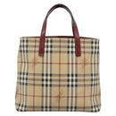 BURBERRY Nova Check Hand Bag PVC Beige Silver Auth 190798A-13