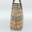 BURBERRY Nova Check Hand Bag PVC Beige Silver Auth 190798A-3