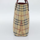 BURBERRY Nova Check Hand Bag PVC Beige Silver Auth 190798A-4