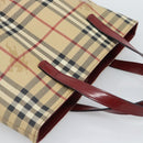 BURBERRY Nova Check Hand Bag PVC Beige Silver Auth 190798A-6