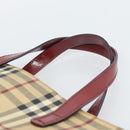 BURBERRY Nova Check Hand Bag PVC Beige Silver Auth 190798A-8
