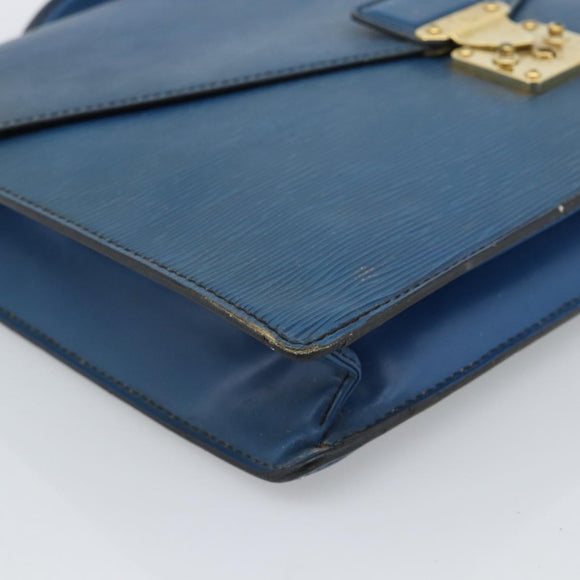 LOUIS VUITTON Epi Porte Documents Bandouliere Bag Toledo Blue LV Auth 190800