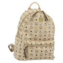 MCM Vicetos Logogram Backpack PVC Leather Beige Gold Auth 190802-1