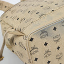 MCM Vicetos Logogram Backpack PVC Leather Beige Gold Auth 190802-15