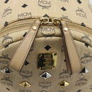 MCM Vicetos Logogram Backpack PVC Leather Beige Gold Auth 190802-18