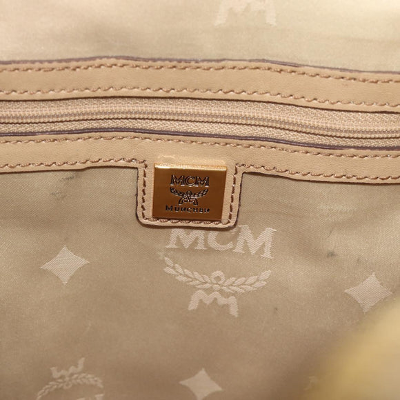 MCM Vicetos Logogram Backpack PVC Leather Beige Gold Auth 190802