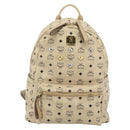 MCM Vicetos Logogram Backpack PVC Leather Beige Gold Auth 190802-2