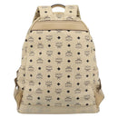 MCM Vicetos Logogram Backpack PVC Leather Beige Gold Auth 190802-3
