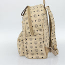 MCM Vicetos Logogram Backpack PVC Leather Beige Gold Auth 190802-5