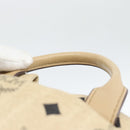MCM Vicetos Logogram Backpack PVC Leather Beige Gold Auth 190802-8