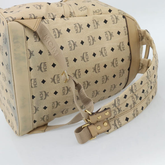 MCM Vicetos Logogram Backpack PVC Leather Beige Gold Auth 190802