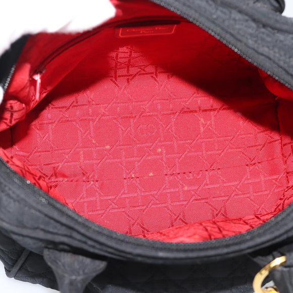 Christian Dior Canage Hand Bag Canvas Black Gold Auth 190803