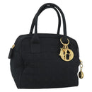Christian Dior Canage Hand Bag Canvas Black Gold Auth 190803-1