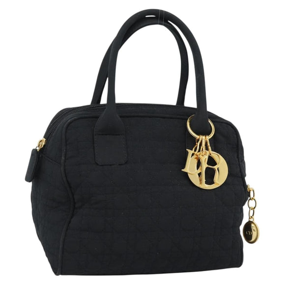 Christian Dior Canage Hand Bag Canvas Black Gold Auth 190803