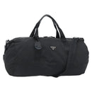 PRADA Boston Bag Nylon 2way Black Silver Auth 190804A-1