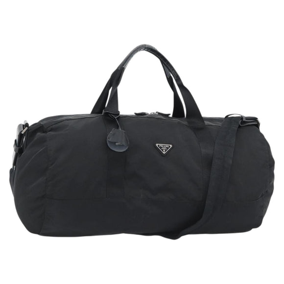 PRADA Boston Bag Nylon 2way Black Silver Auth 190804A
