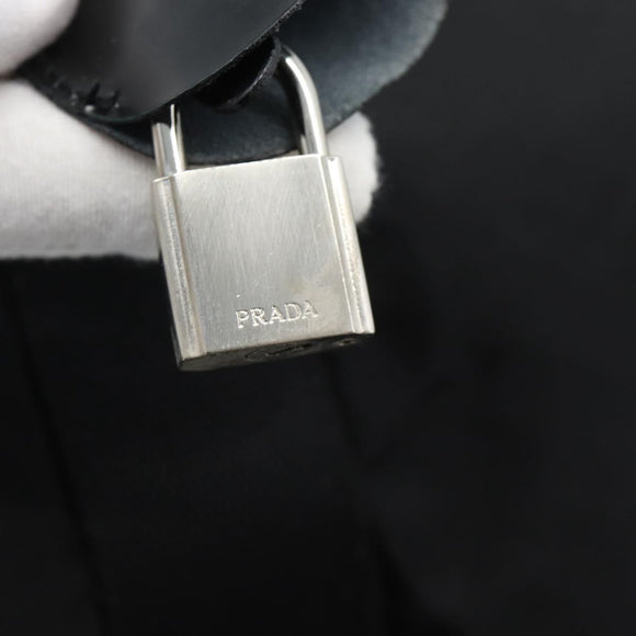PRADA Boston Bag Nylon 2way Black Silver Auth 190804A