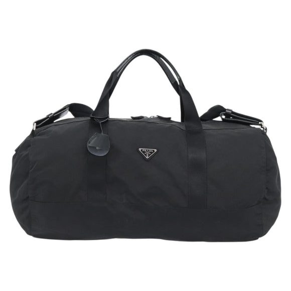 PRADA Boston Bag Nylon 2way Black Silver Auth 190804A
