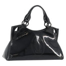 CARTIER Marcello Hand Bag Patent Leather Black Silver Auth 190805-1