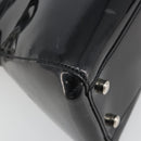 CARTIER Marcello Hand Bag Patent Leather Black Silver Auth 190805-13